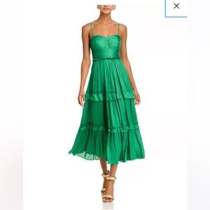 AQUA
Ruched Ruffled Midi Dress